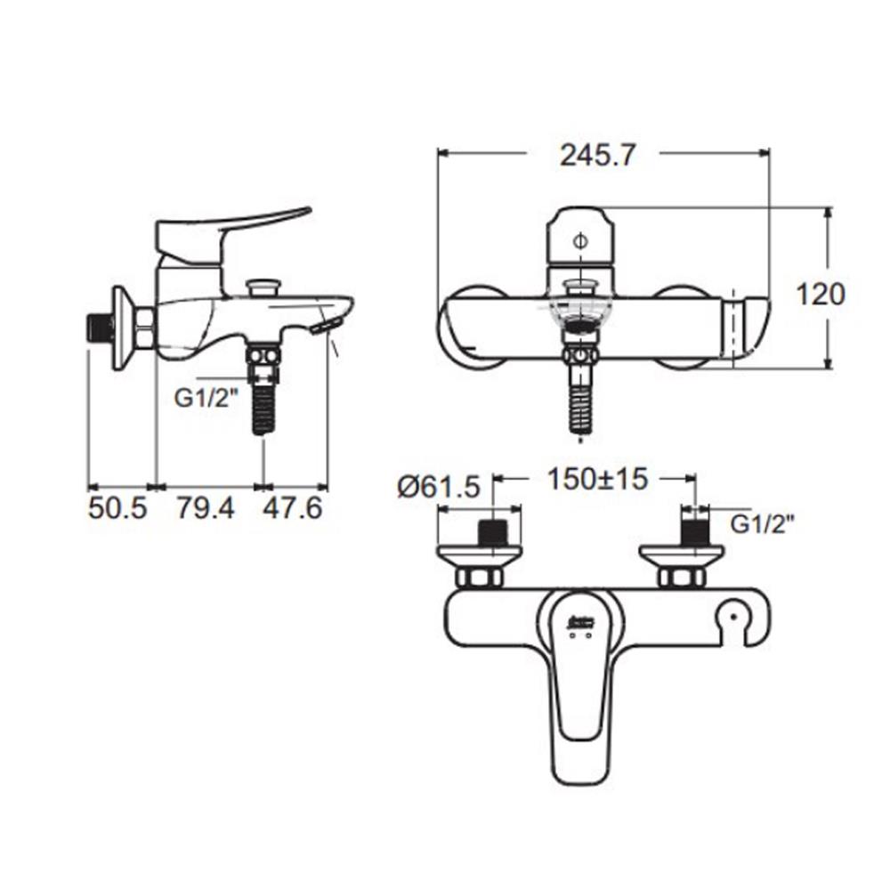 ก๊อกผสมอ่างอาบ AMERICAN STANDARD FFAS0911-6T2501BT0