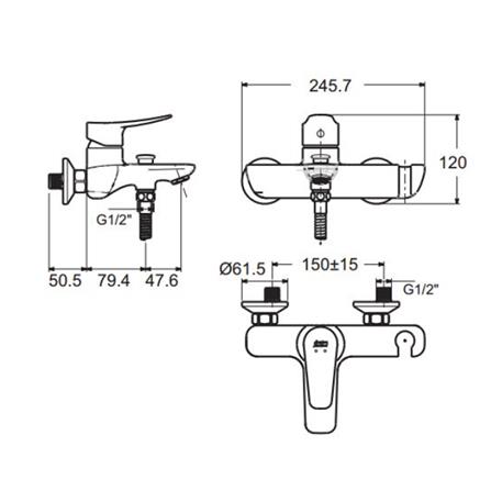 ก๊อกผสมอ่างอาบ AMERICAN STANDARD FFAS0911-6T2501BT0_1
