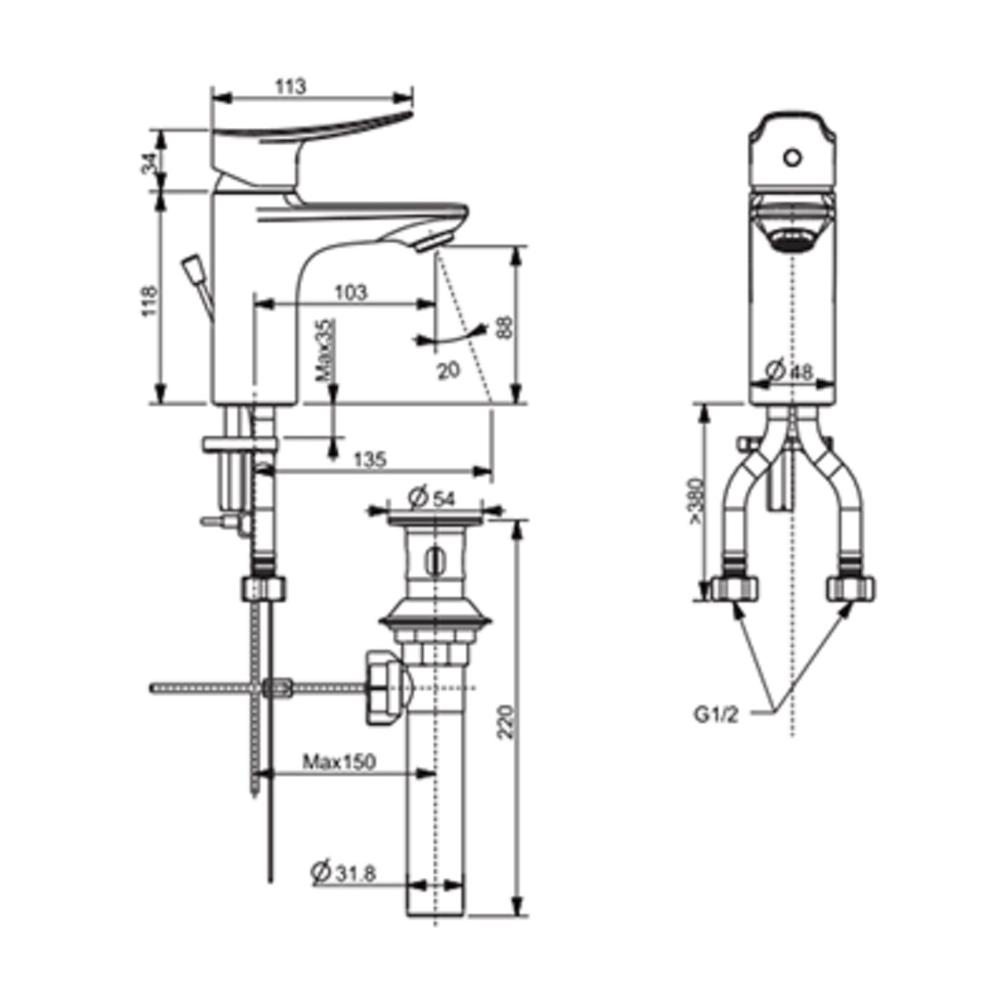ก๊อกอ่างล้างหน้าผสม AMERICAN STANDARD F10901-CHACT