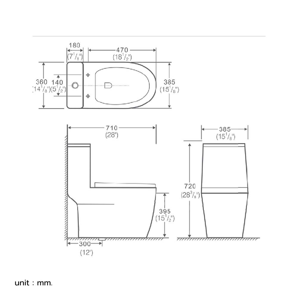 สุขภัณฑ์ 1 ชิ้น NASCO NC-8611S 3/6L สีขาว