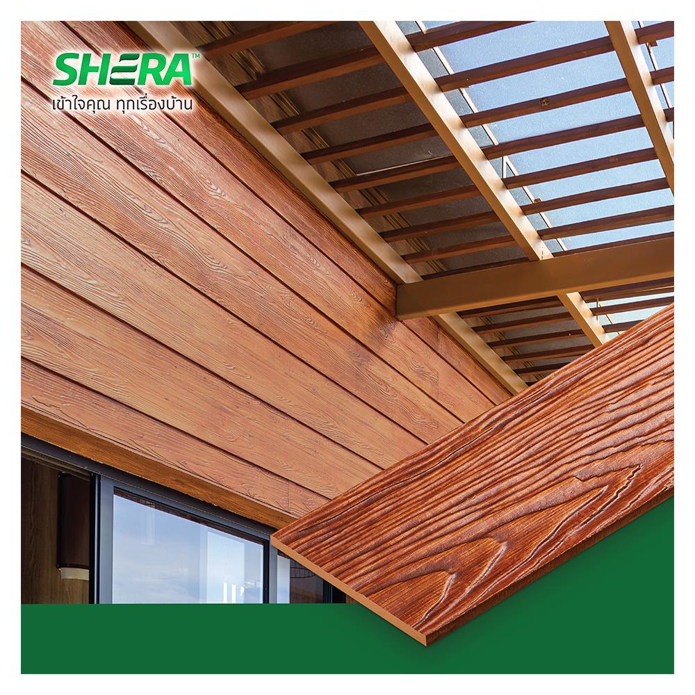 ไม้ฝา SHERA ชายน์ไลท์ 15X300X0.8 ซม. สีสักทอง 5 แผ่น