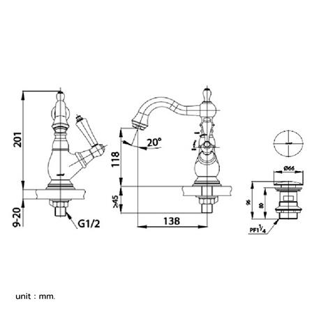 ก๊อกอ่างล้างหน้าเดี่ยว COTTO CT1200C42GR_1