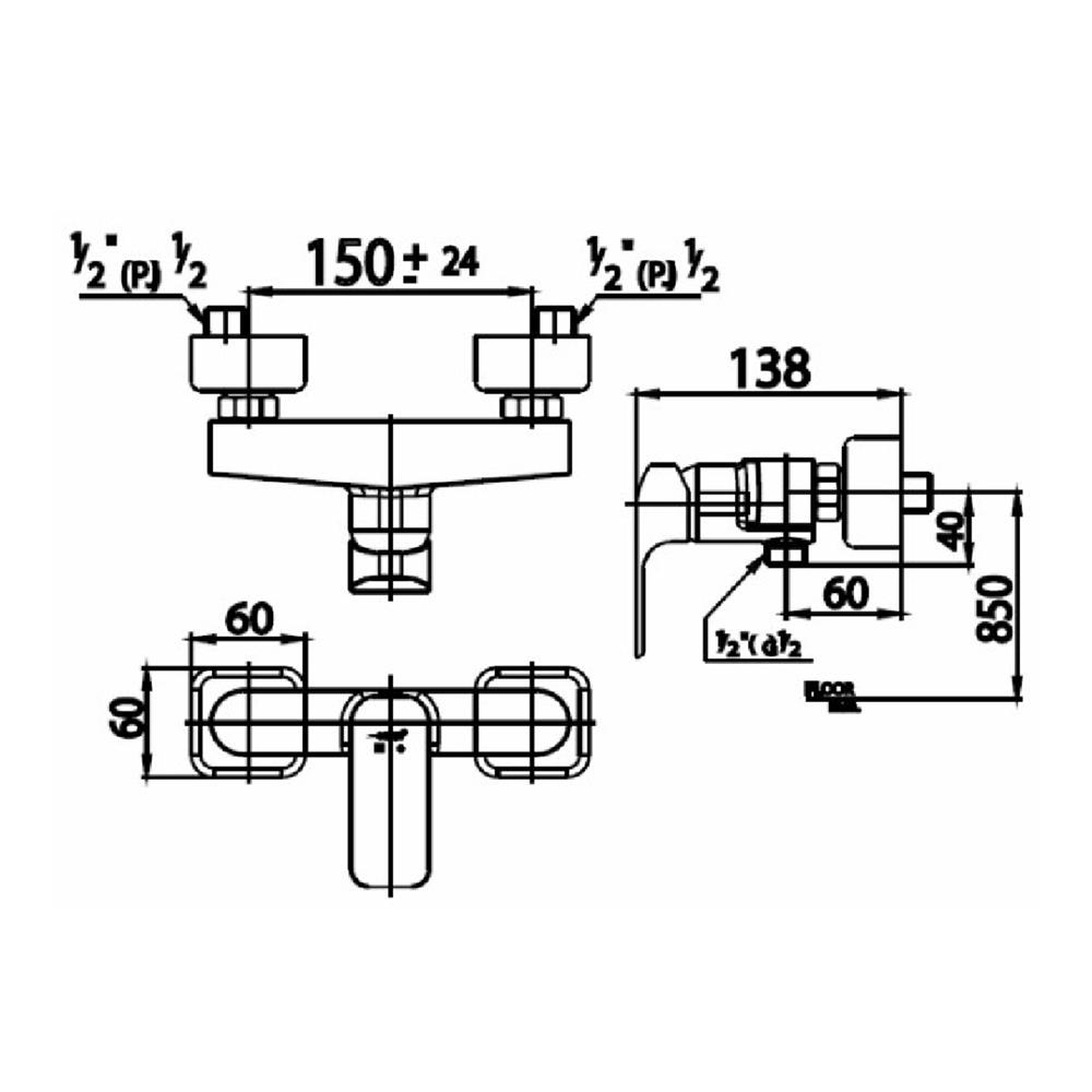 ก๊อกผสมยืนอาบ COTTO CT2148AGR สีทอง