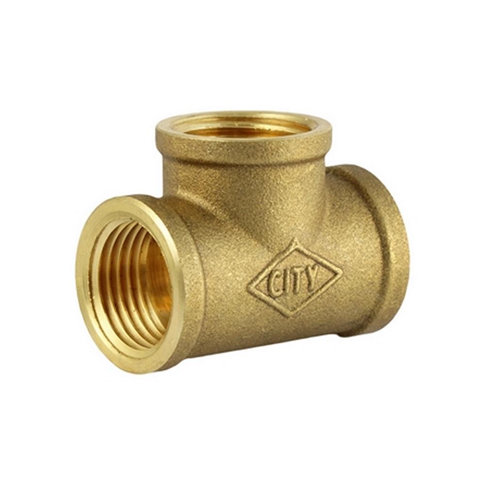 ข้อต่อสามทางทองเหลืองเกลียวใน 90 CITY 1/2"