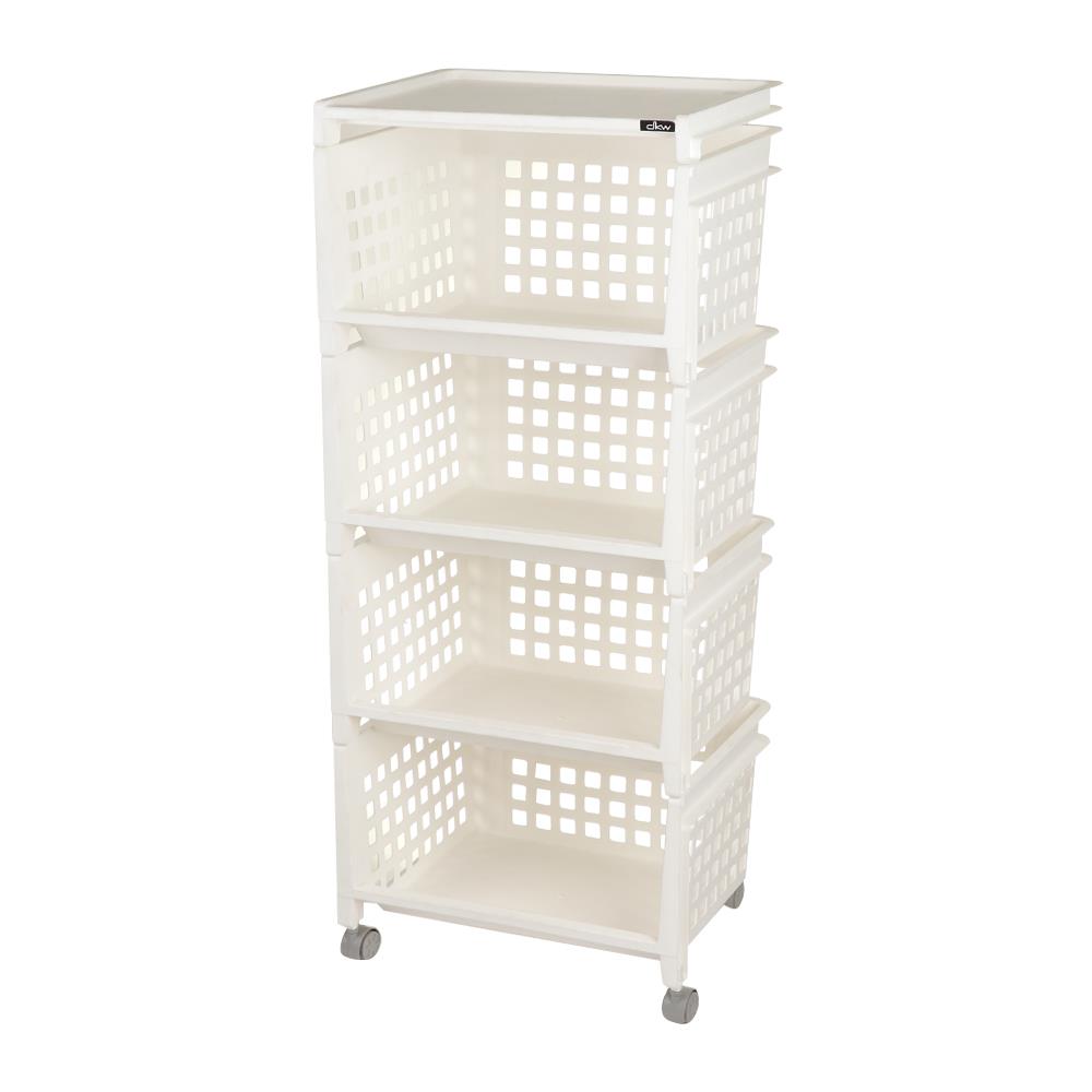 ชั้นวางของ 4 ชั้น มีล้อ DKW 42.8x33.5x102.3 ซม. สีขาว