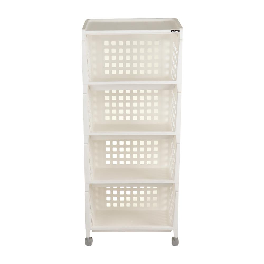 ชั้นวางของ 4 ชั้น มีล้อ DKW 42.8x33.5x102.3 ซม. สีขาว