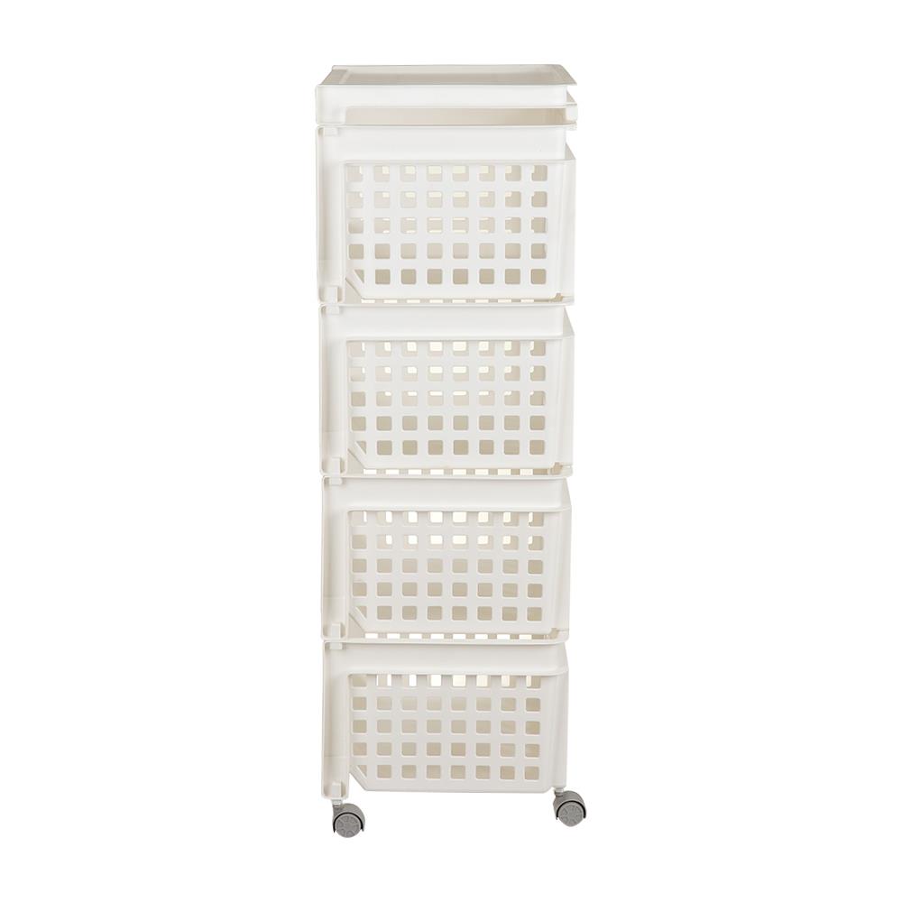 ชั้นวางของ 4 ชั้น มีล้อ DKW 42.8x33.5x102.3 ซม. สีขาว