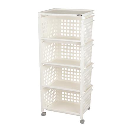 ชั้นวางของ 4 ชั้น มีล้อ DKW 42.8x33.5x102.3 ซม. สีขาว