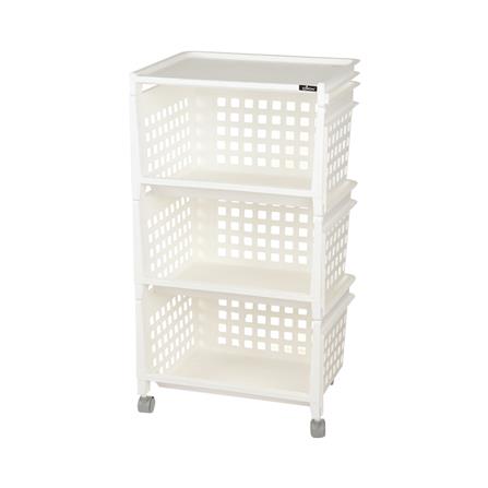 ชั้นวางของ 3 ชั้น มีล้อ DKW 42.8x33.5x79.3 ซม. สีขาว