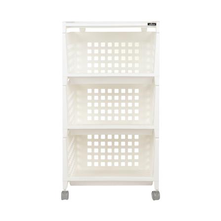 ชั้นวางของ 3 ชั้น มีล้อ DKW 42.8x33.5x79.3 ซม. สีขาว_1