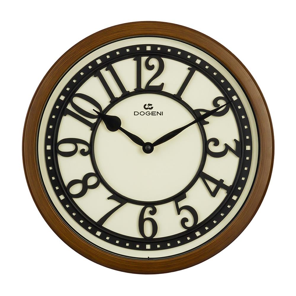 นาฬิกาแขวนพลาสติก DOGENI WNP013DB 14 นิ้ว สีน้ำตาลเข้ม
