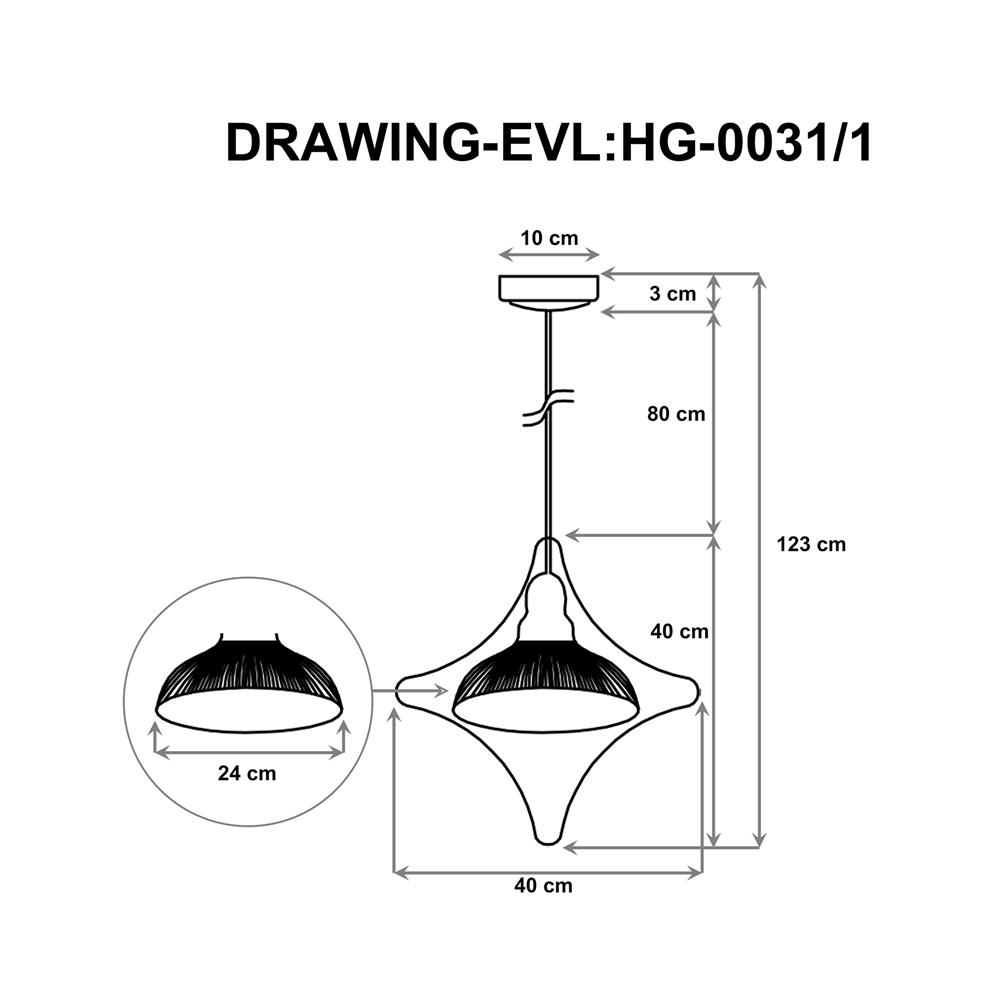ไฟช่อ EVL HG-0031/1 สีดำ 1 หัว