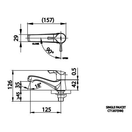 ก๊อกอ่างล้างหน้าเดี่ยว COTTO CT1207(HM)_2