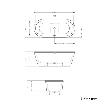 อ่างอาบน้ำ CRISTINA CONRAD-C 170 ซม.  สีขาว_4