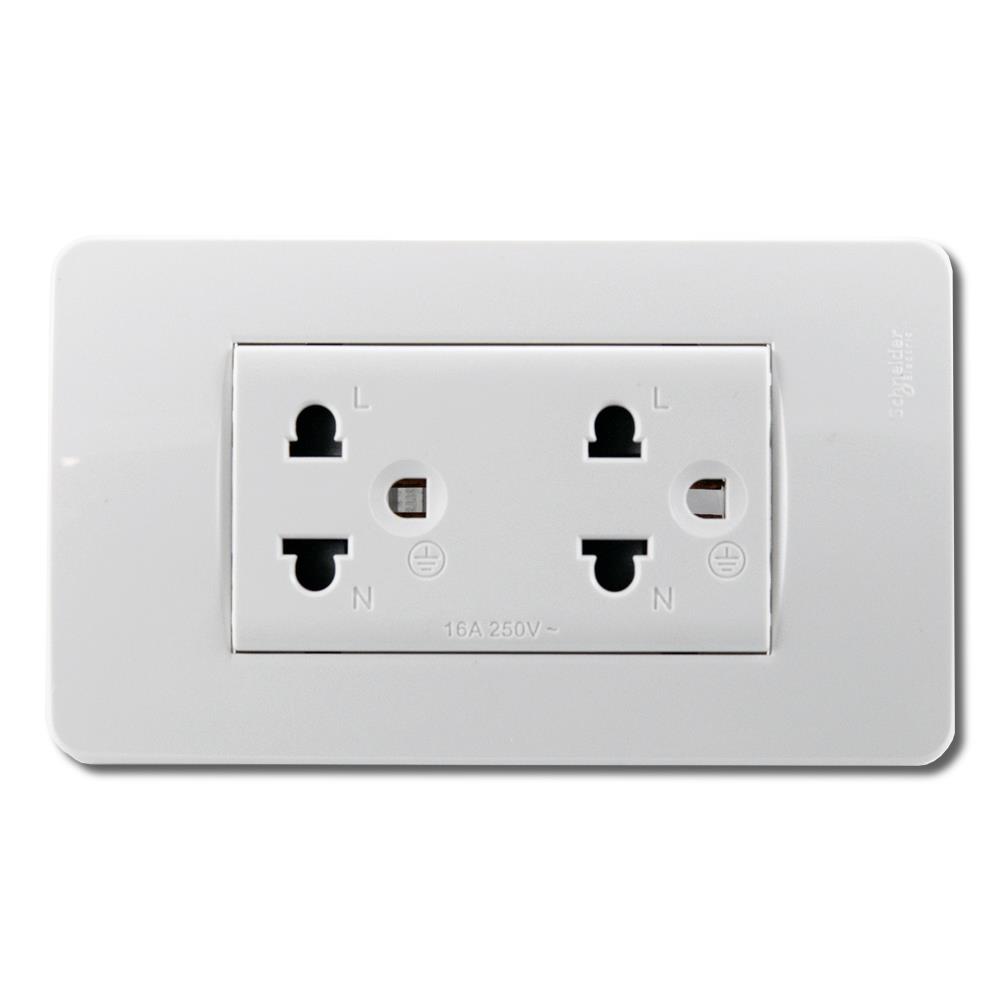 ชุดเต้ารับคู่ 3 ขา SCHNEIDER S13426UEST2M สีขาว