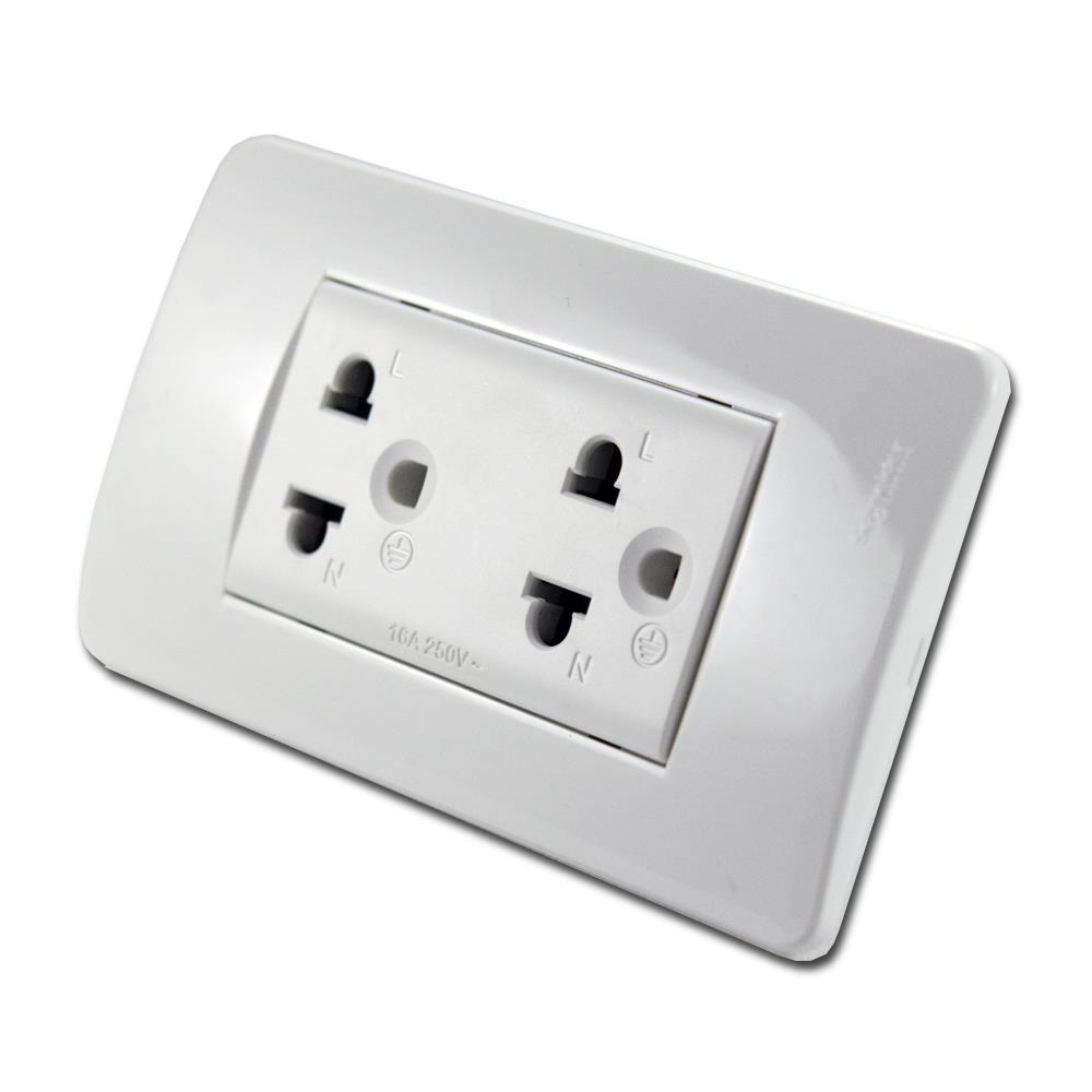 ชุดเต้ารับคู่ 3 ขา SCHNEIDER S13426UEST2M สีขาว