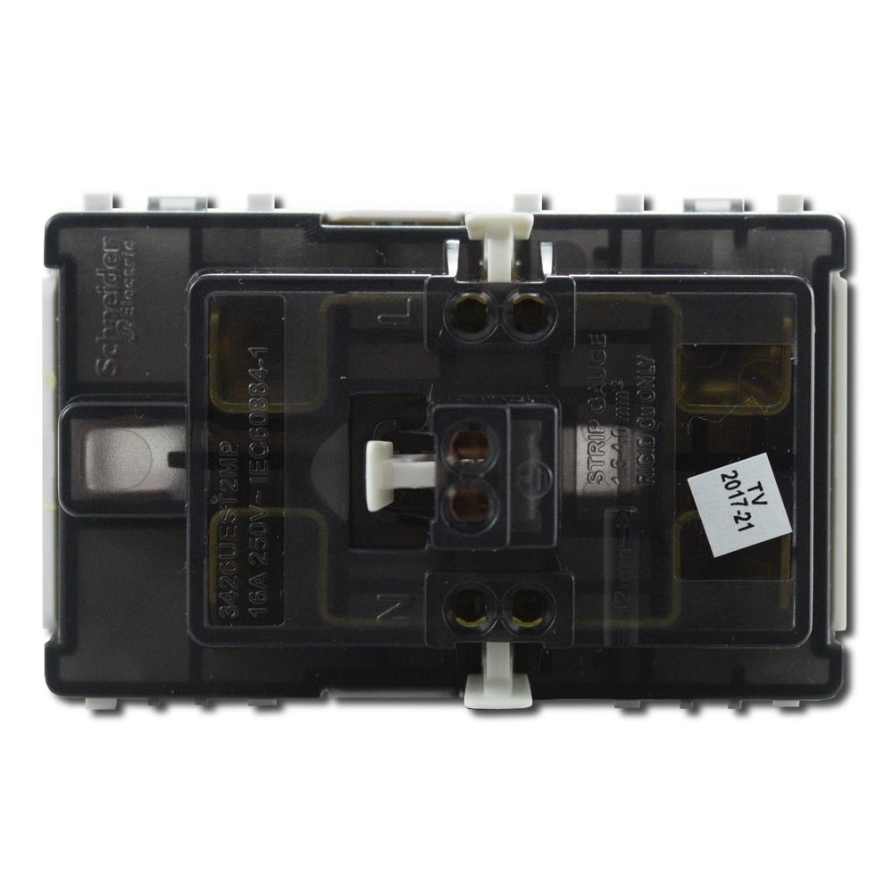 เต้ารับคู่ 3 ขา มีม่านนิรภัย SCHNEIDER 3426UEST2M สีขาว