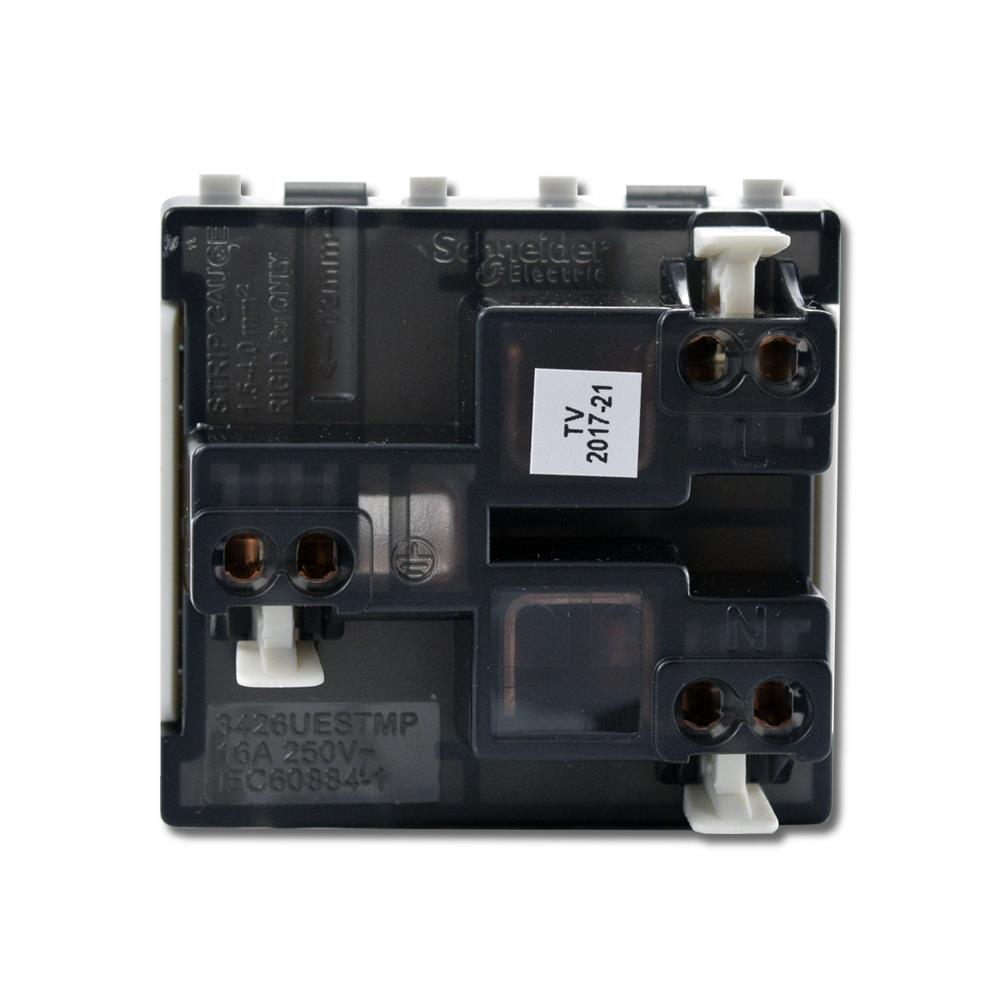 เต้ารับเดี่ยว 3 ขา มีม่านนิรภัย SCHNEIDER 3426UESTM สีขาว