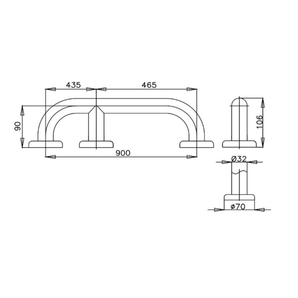 ราวกันลื่นตรง COTTO CT750L90#SA(HM)