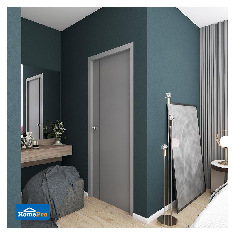 ประตูภายนอก UPVC AZLE MD5 80X200 ซม. สีเทา เจาะลูกบิด