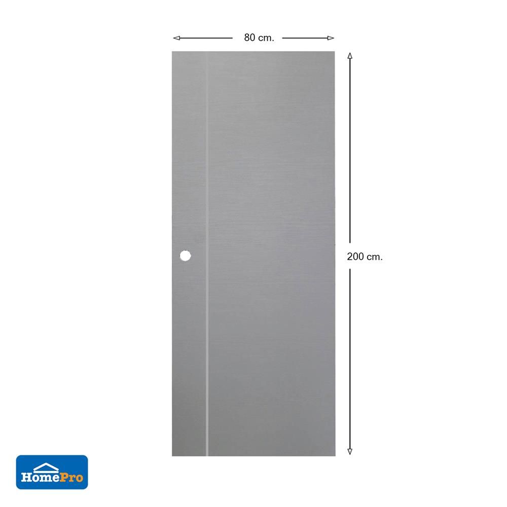 ประตูภายนอก UPVC AZLE MD5 80X200 ซม. สีเทา เจาะลูกบิด