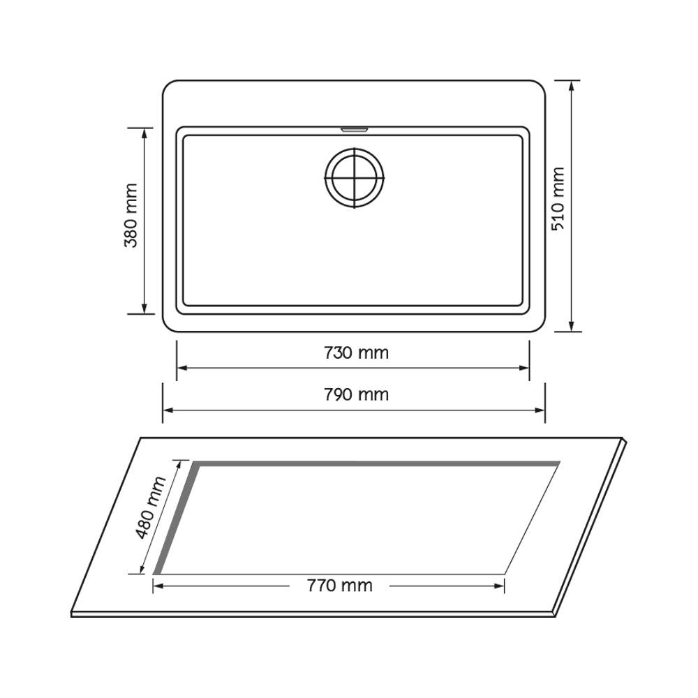 ซิงค์ฝัง 1 หลุม AXIA ICONIC 7951 แกรนิต สีดำ
