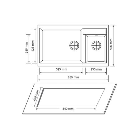 ซิงค์ฝัง 2 หลุม AXIA ICONIC 8650 แกรนิต สีดำ_2