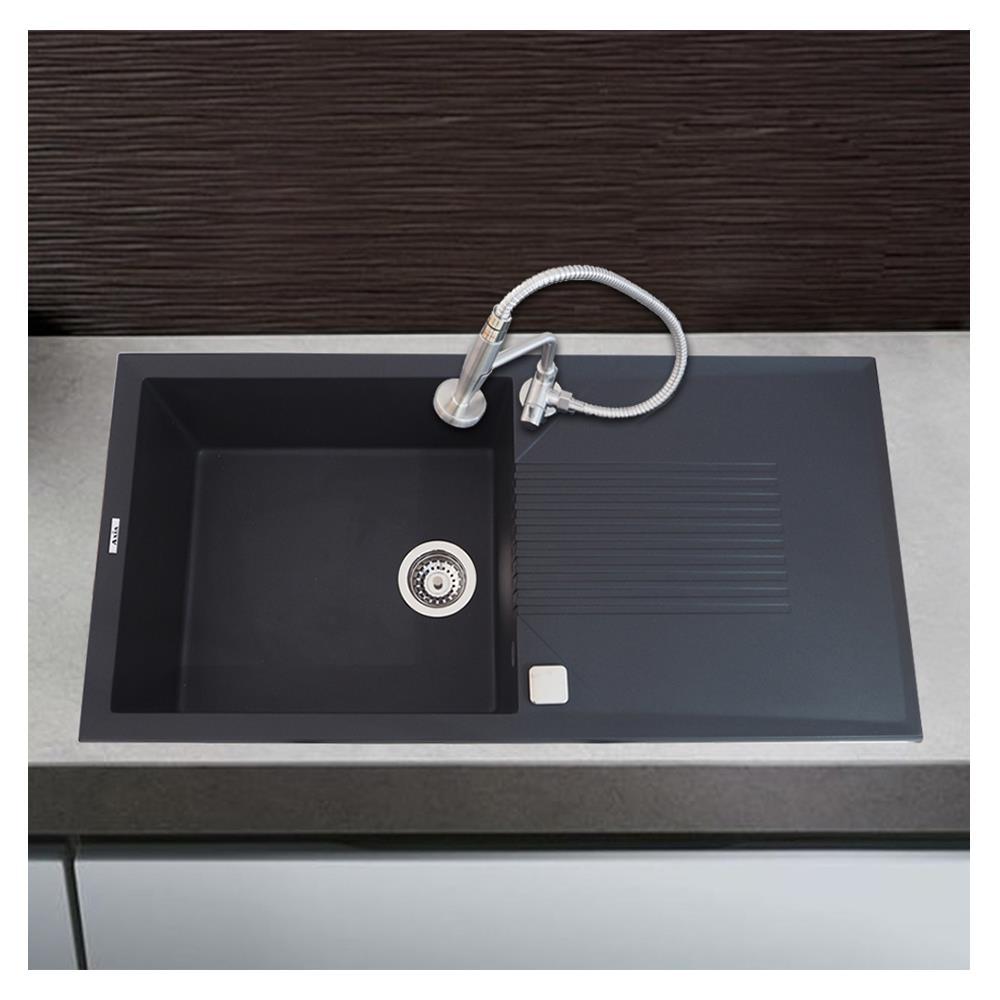 ซิงค์ฝัง 1หลุม 1ที่พัก AXIA ICONIC 10050 แกรนิต สีดำ