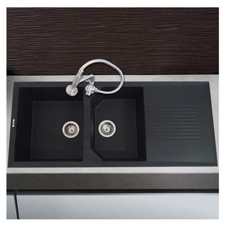 ซิงค์ฝัง 2หลุม 1ที่พัก AXIA ICONIC 11650 แกรนิต สีดำ_2