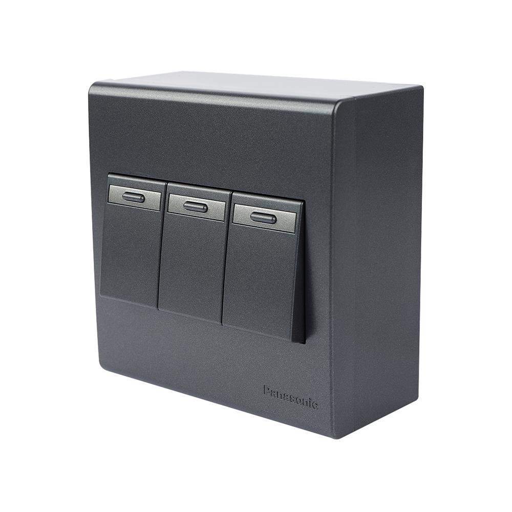 ชุดสวิตช์ 1 ทาง 3 ช่อง PANASONIC BSR 1331 MB สีดำ