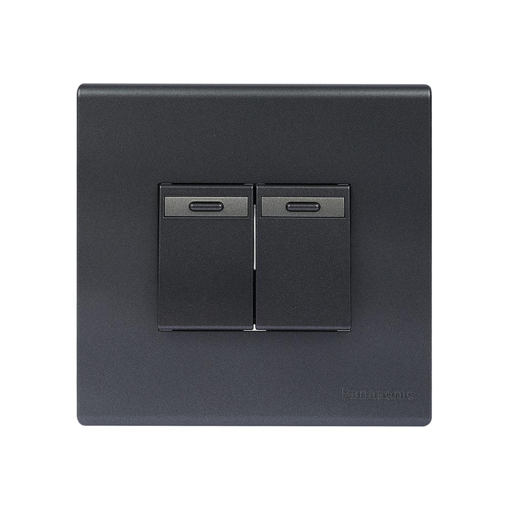 ชุดสวิตช์ 1 ทาง 2 ช่อง PANASONIC BSR 1231 MB สีดำ