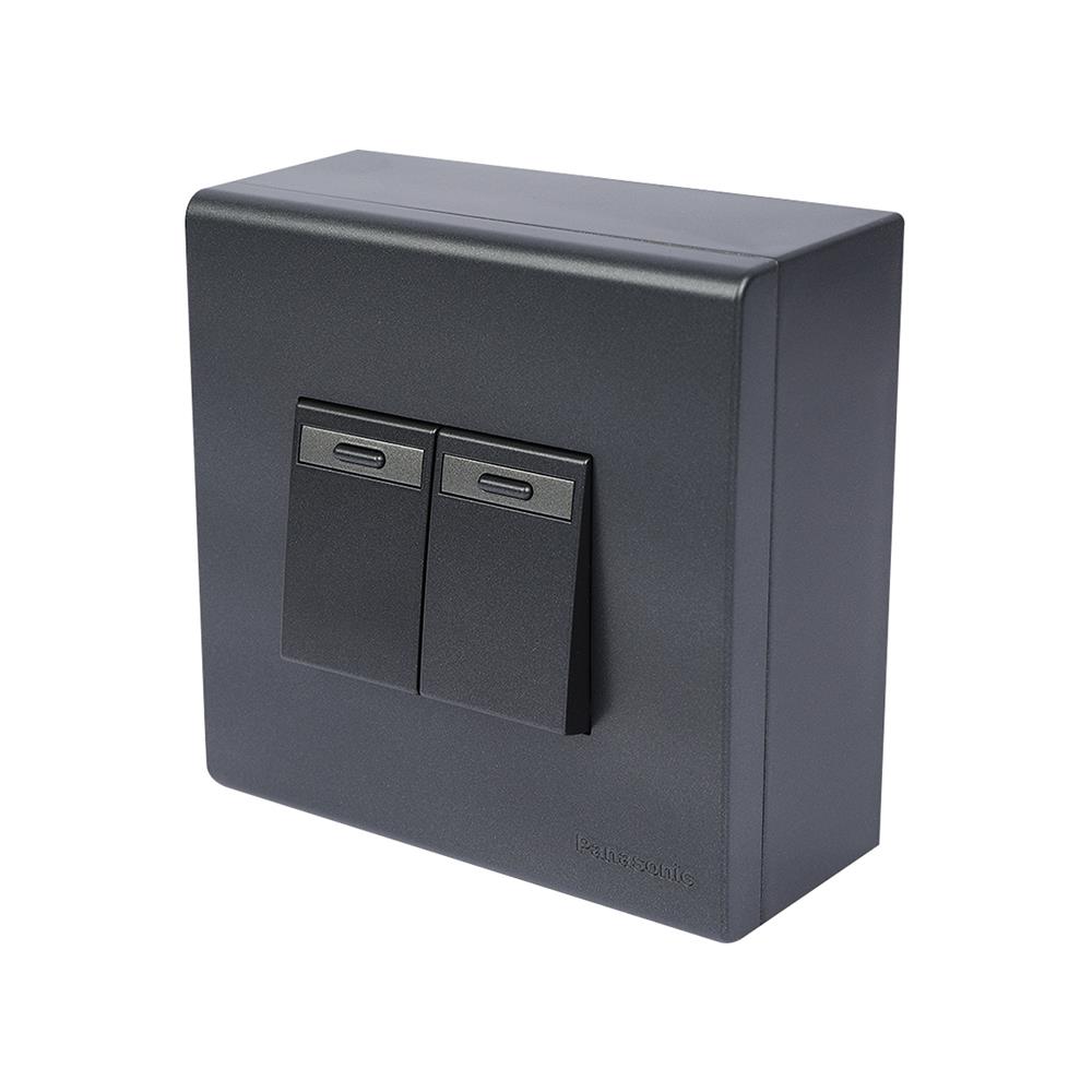 ชุดสวิตช์ 1 ทาง 2 ช่อง PANASONIC BSR 1231 MB สีดำ