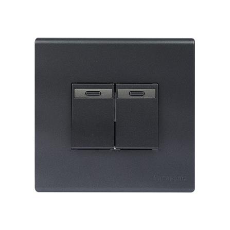 ชุดสวิตช์ 1 ทาง 2 ช่อง PANASONIC BSR 1231 MB สีดำ