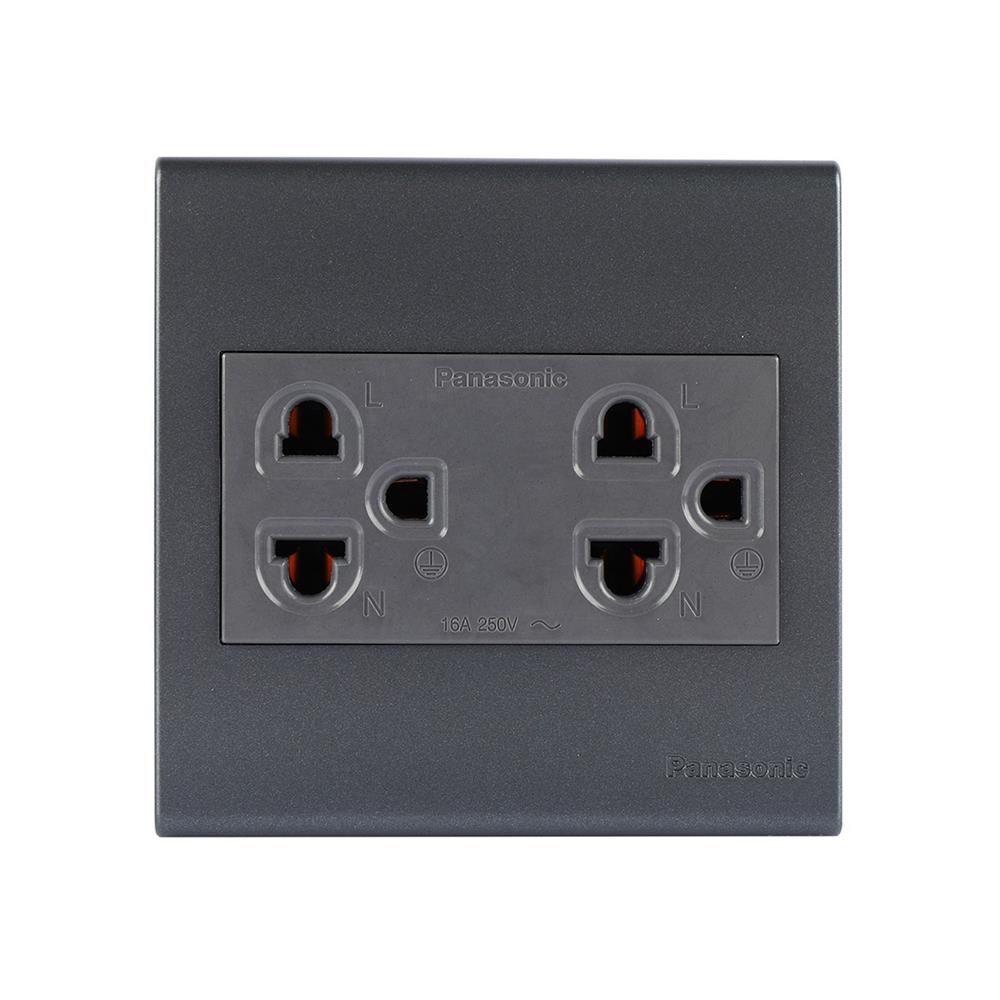 ชุดเต้ารับคู่ 3 ขา PANASONIC BSR1392MB สีดำ