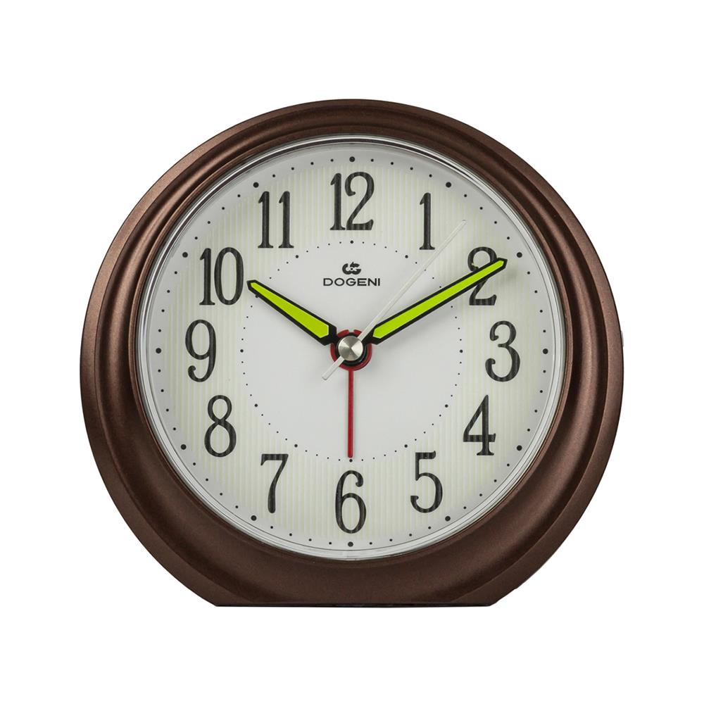 นาฬิกาปลุกพลาสติก 5X4.5นิ้ว TEP003DB สีน้ำตาลเข้ม DOGENI
