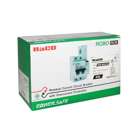 เมนเซอร์กิตเบรกเกอร์กันดูด/กันรั่ว 63 แอมป์ 1 เฟส HACO รุ่น R09_3