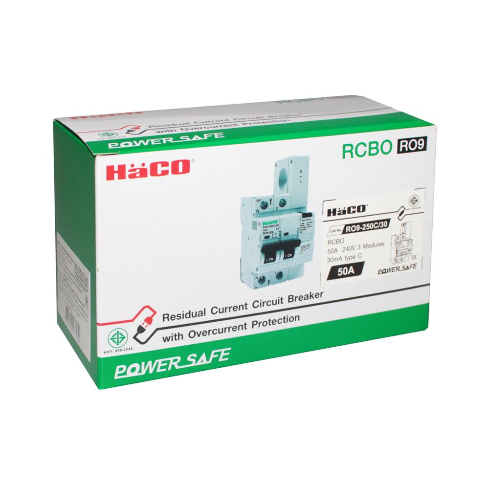 เมนเซอร์กิตเบรกเกอร์กันดูด/กันรั่ว 50 แอมป์ 1 เฟส HACO รุ่น R09