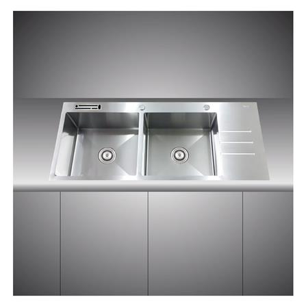 ซิงค์ฝังสแควร์ 2หลุม 1ที่พัก TECNOPLUS 2110 U.03 สเตนเลส_1