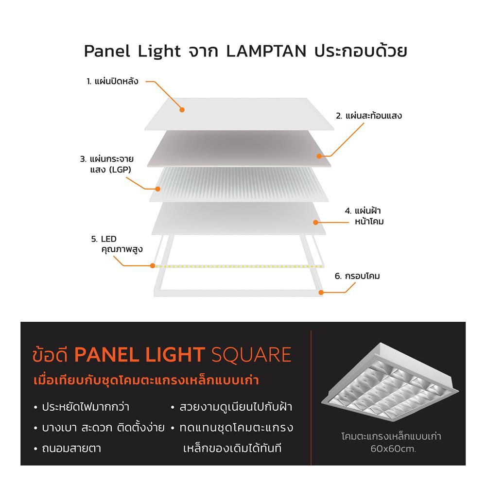โคมฝังฝ้า LED LAMPTAN PANEL LIGHT 42 วัตต์ 60x60 ซม. DAYLIGHT