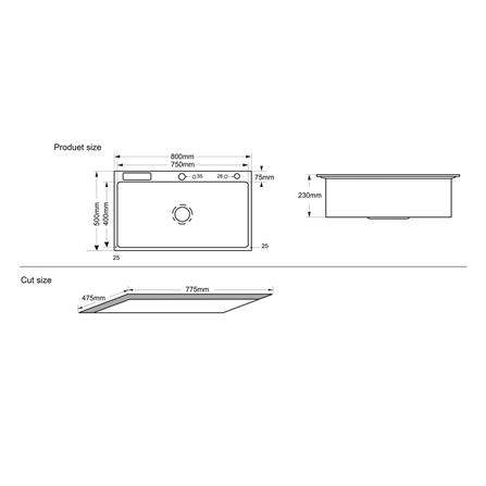 ซิงค์ฝัง 1หลุม TECNOPLUS 10082 QS.03 สเตนเลส_3