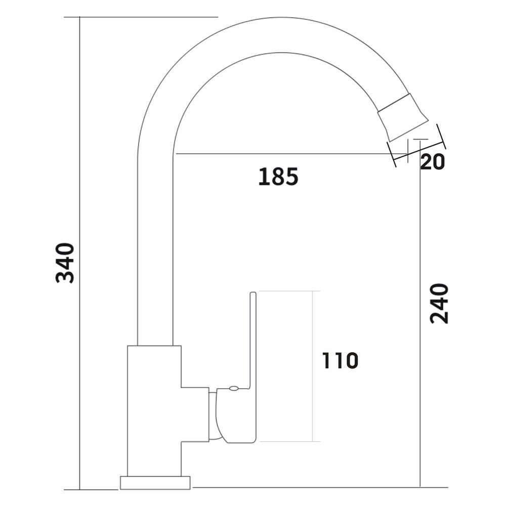 ก๊อกซิงค์เดี่ยว เคาน์เตอร์ NOVABATH NVG-KT212B สีดำ