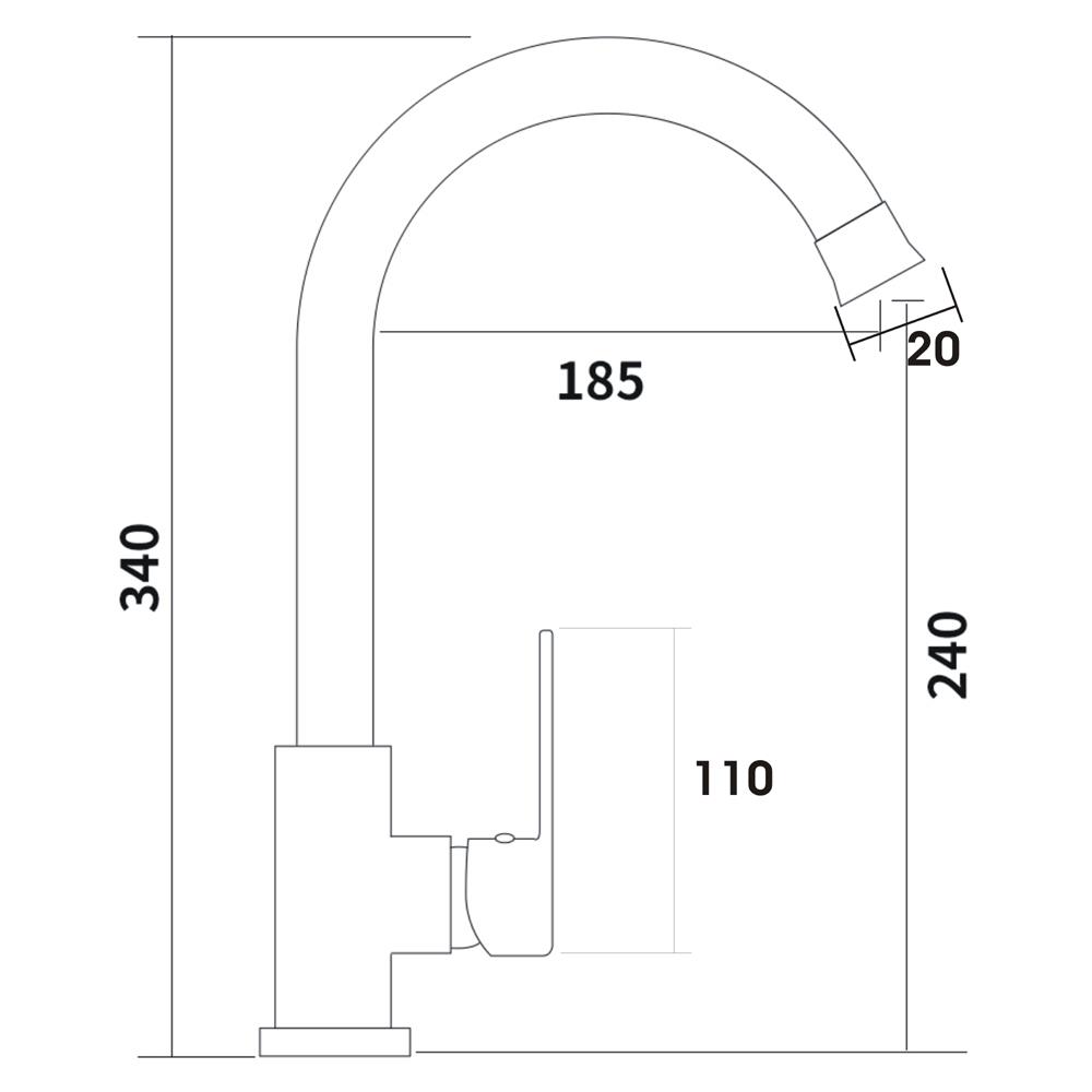 ก๊อกซิงค์เดี่ยว เคาน์เตอร์ NOVABATH NVG-KT212W สีขาว