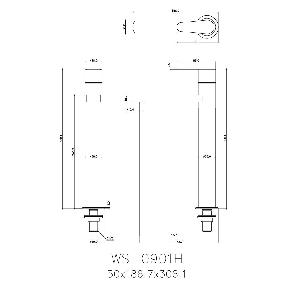 ก๊อกอ่างล้างหน้าเดี่ยว WS-0901 H