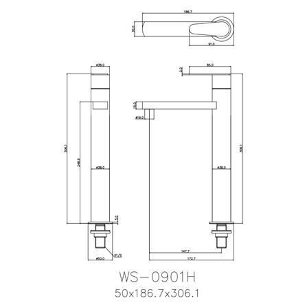 ก๊อกอ่างล้างหน้าเดี่ยว WS-0901 H_1