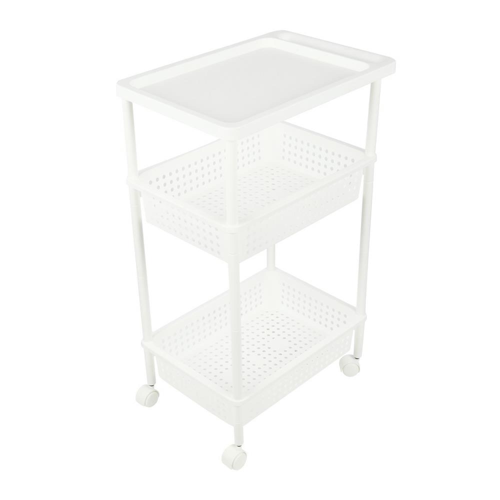 ชั้นวางของ 3 ชั้น มีล้อ KEYWAY AH-83 32.5x48x78.1 ซม. สีขาว