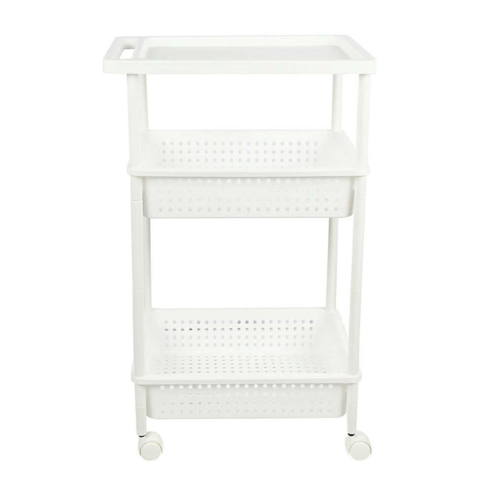 ชั้นวางของ 3 ชั้น มีล้อ KEYWAY AH-83 32.5x48x78.1 ซม. สีขาว