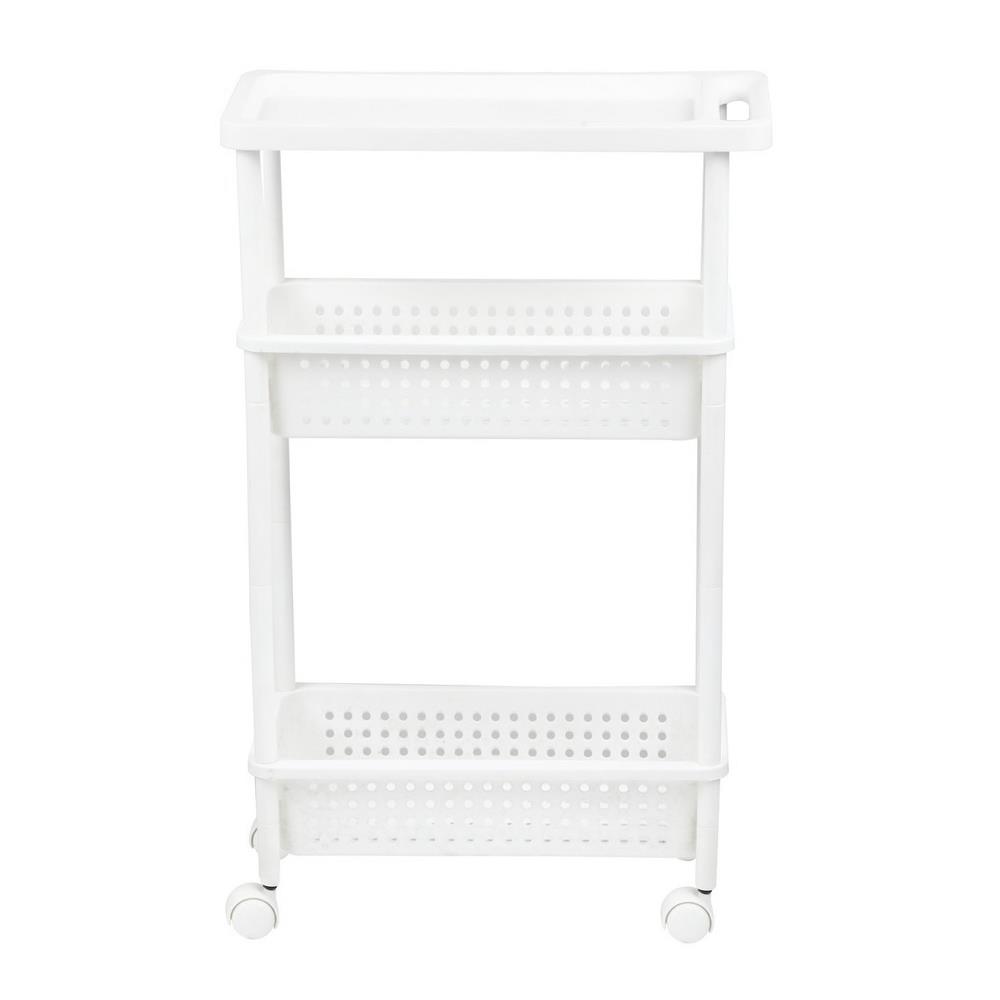 ชั้นวางของ 3 ชั้น มีล้อ KEYWAY AH-53 21.5x48x78.1 ซม. สีขาว