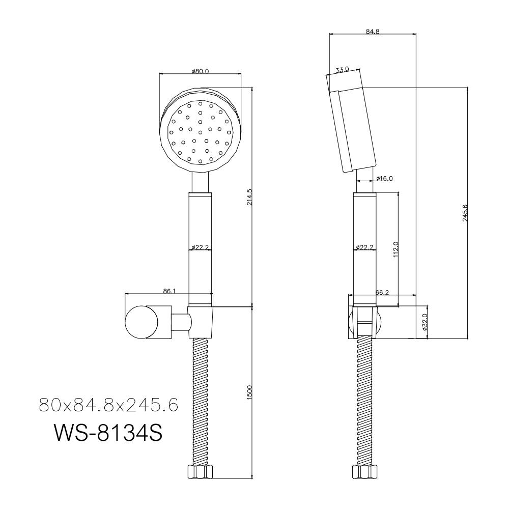 ชุดฝักบัวสายอ่อน 1 ระดับ WS WS-8134S สเตนเลส