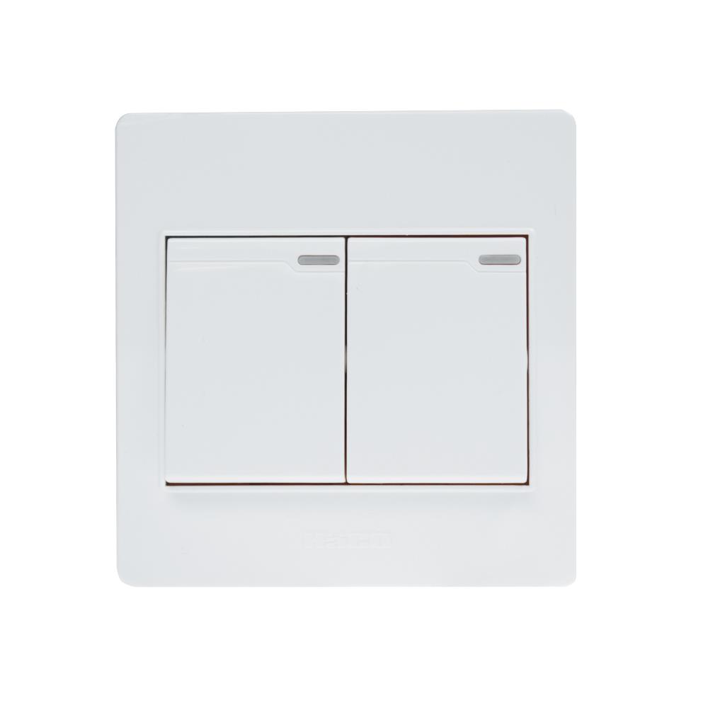 ชุดสวิตช์ 1 ทาง 2 ช่อง HACO M3N-S21 สีขาว