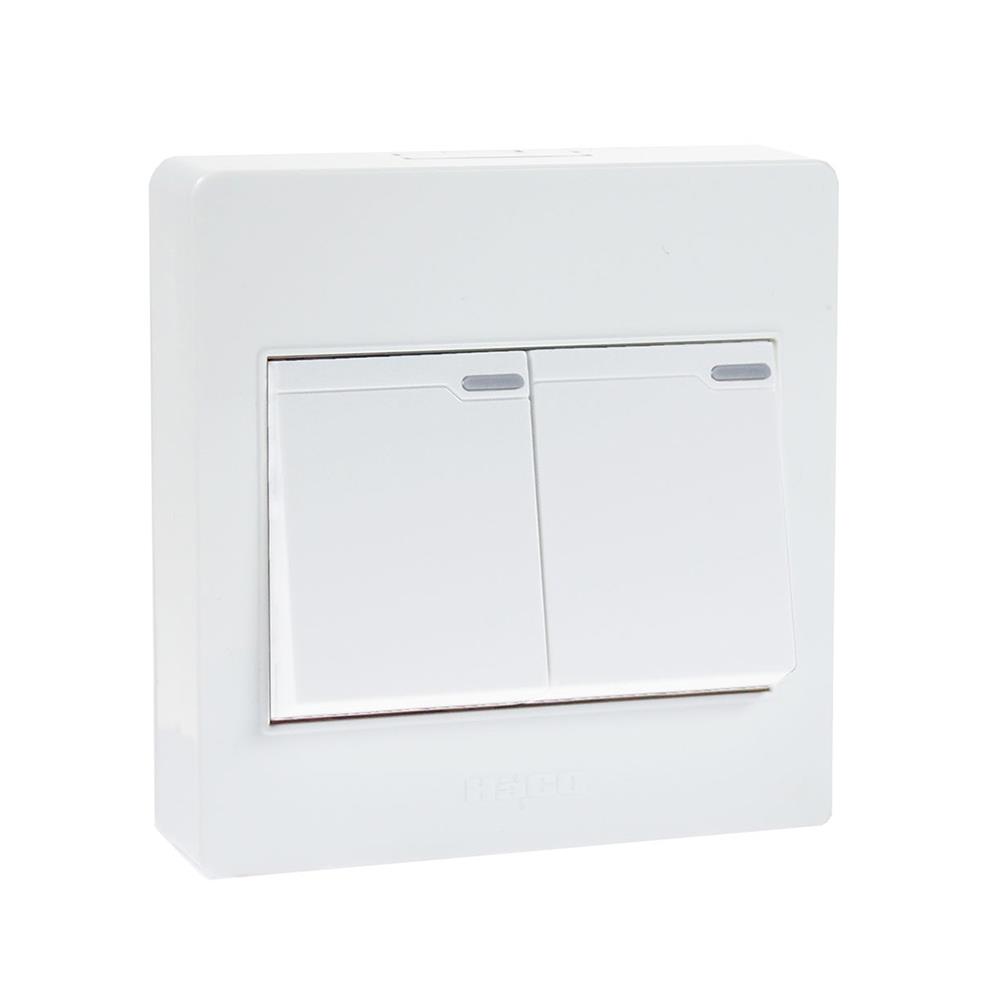 ชุดสวิตช์ 1 ทาง 2 ช่อง HACO M3N-S21 สีขาว